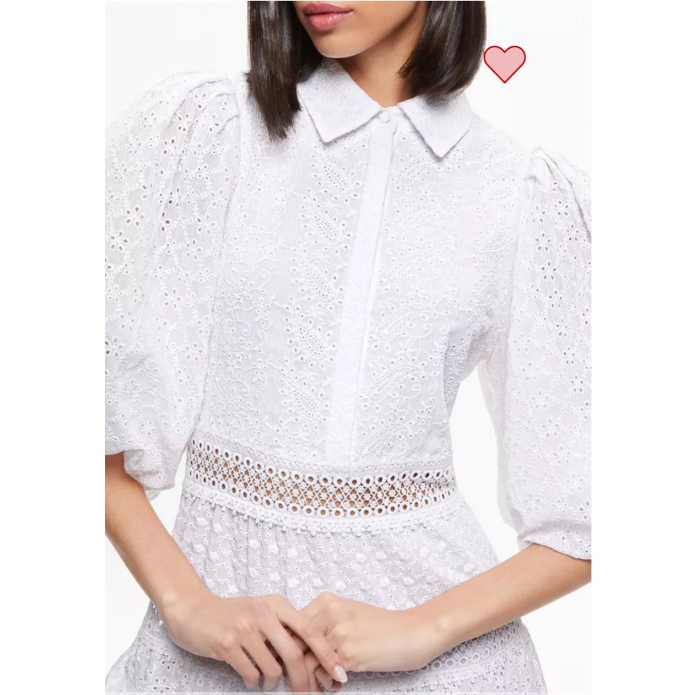 Alice + Olivia Blakesley Blouson Sleeve Eyelet Mini Dress - Picture 3 of 9